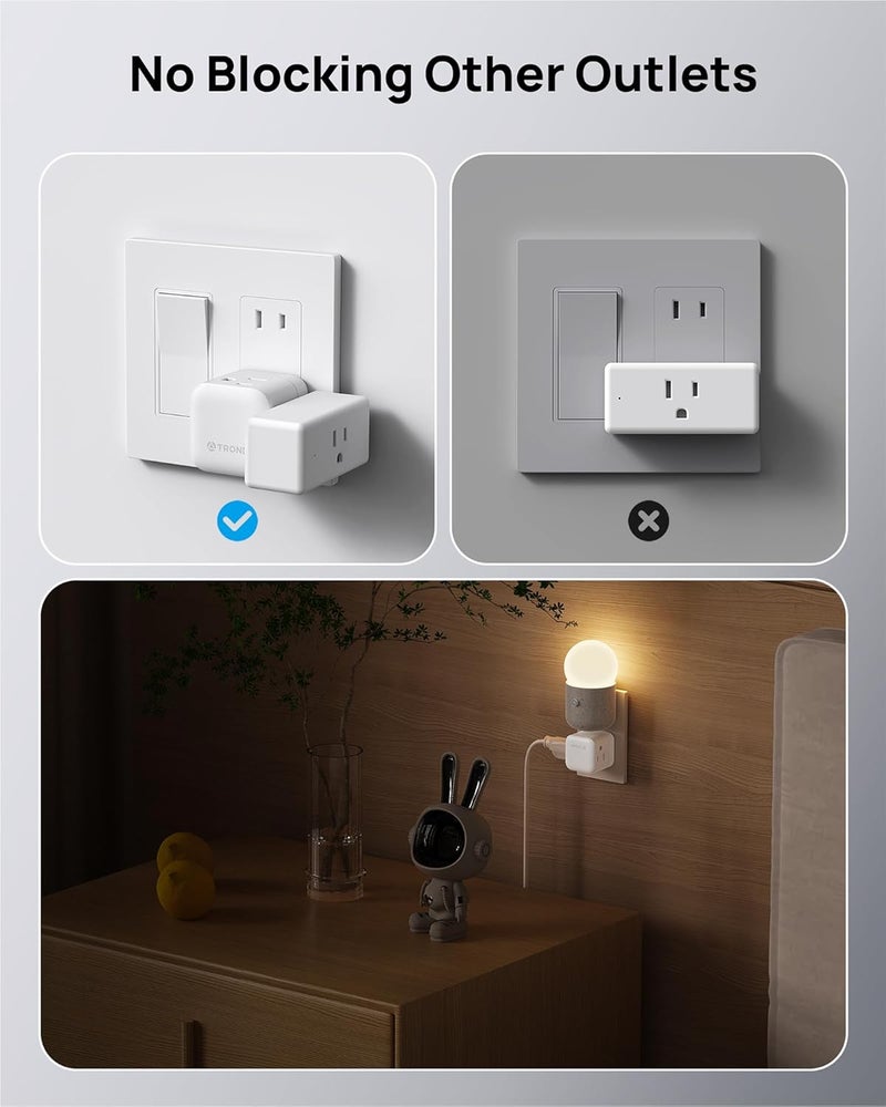 TROND 2 Prong to 3 Prong Outlet Adapter with 360 Rotating Plug, 3 Way Plug Splitter, Travel Power Splitter for US to Japan, Turn the Horizontal to Vertical Non-grounded Outlet in Old House - Image 5